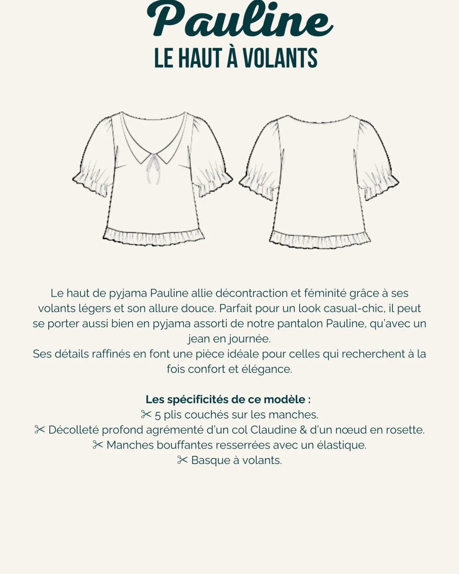 Illustration technique du patron du haut Paulne, montrant ses spécificités.