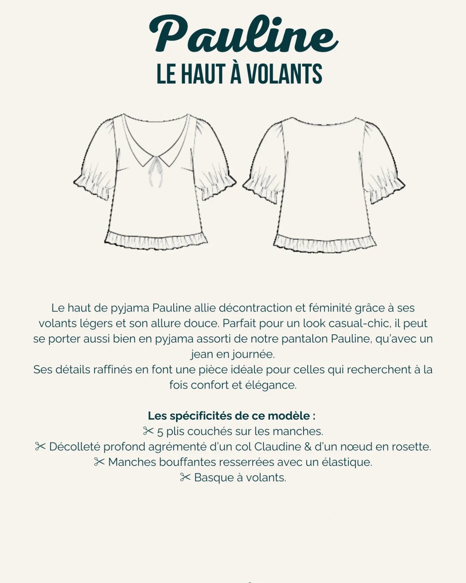 Illustration technique du patron du haut Paulne, montrant ses spécificités.