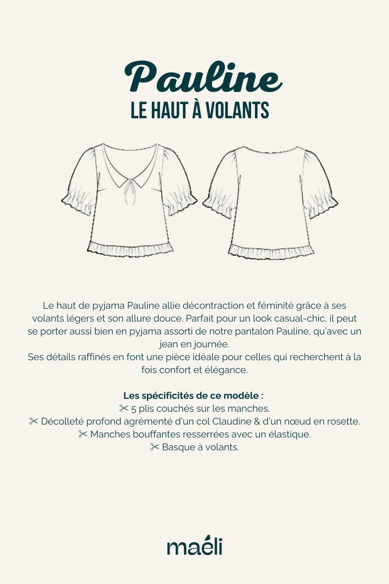 Illustration technique du patron du haut Paulne, montrant ses spécificités.