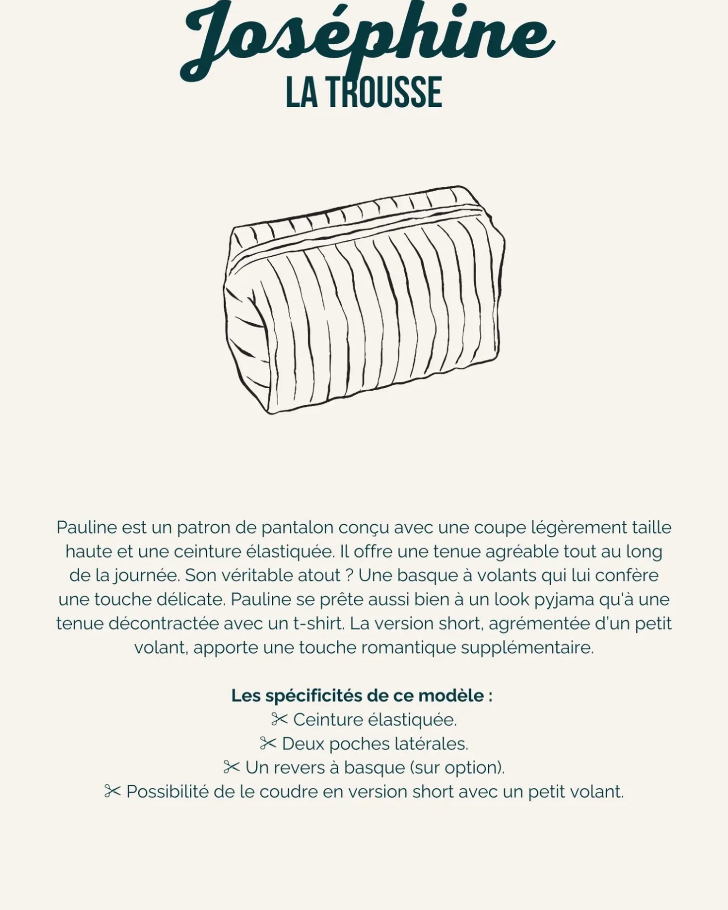 Illustration technique du kit couture de la trousse Joséphine.