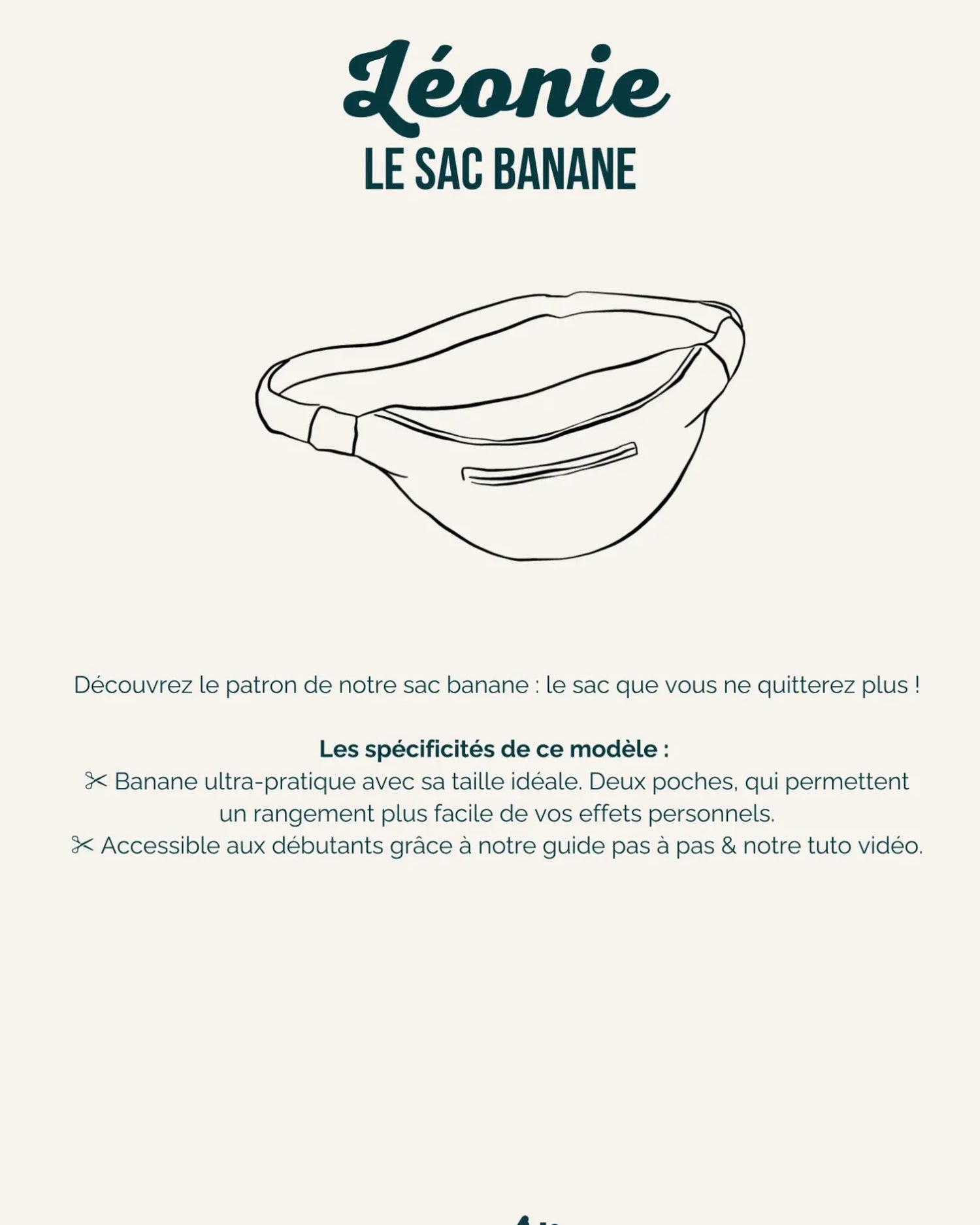 Illustration technique du patron du sac banane Léonie.