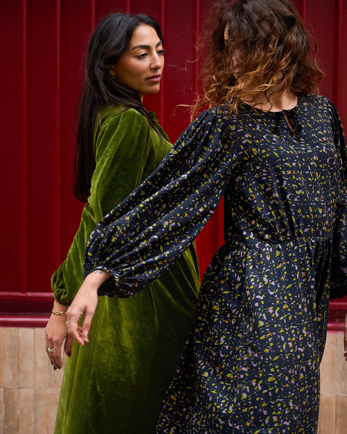 Kit couture Maéli et Atelier Brunette, robe ressourcée, manches bouffantes.