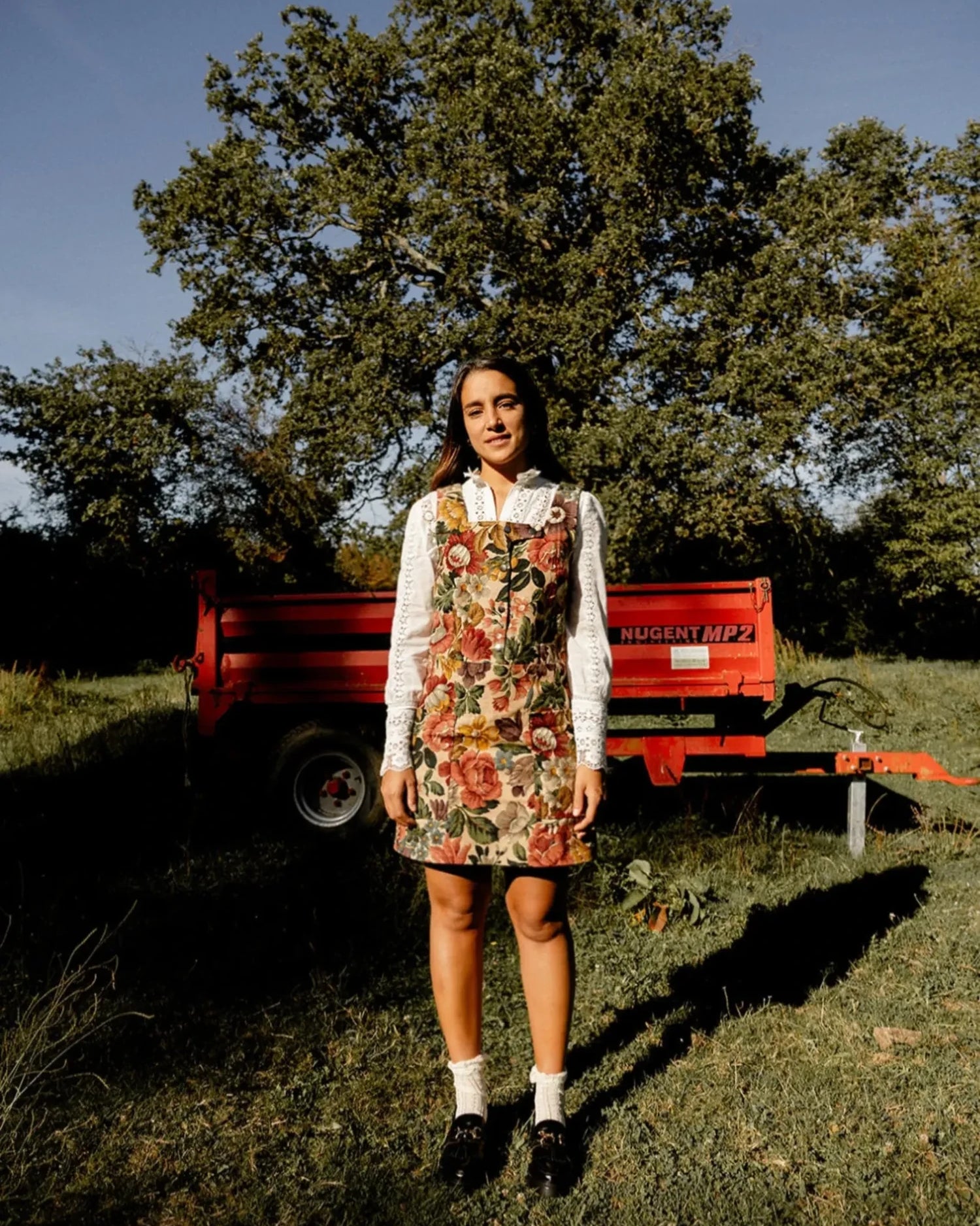 Combinaison robe, Valentine florale, upcycling d'un rideau vintage.