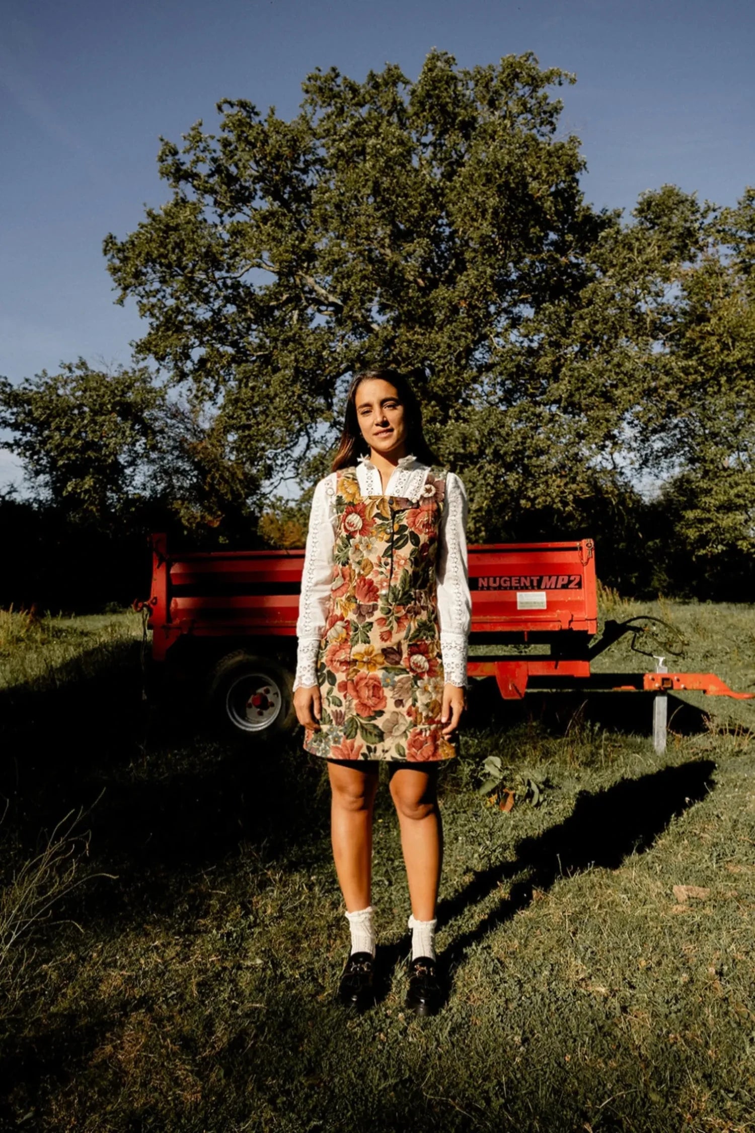 Combinaison robe, Valentine florale, upcycling d'un rideau vintage.