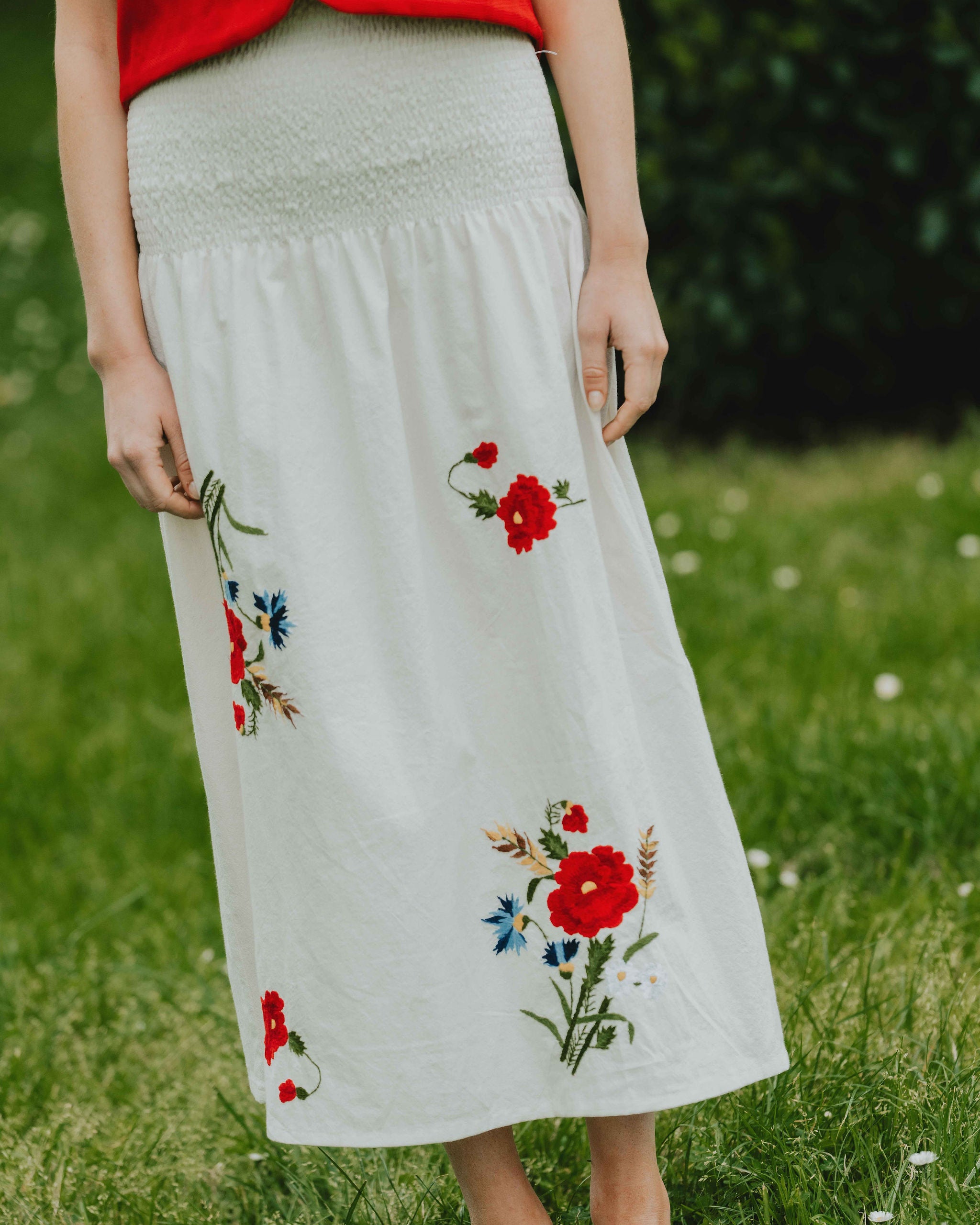 Patron de couture jupe Hortense détail taille smockée avec panneau de smocks et jupe froncée