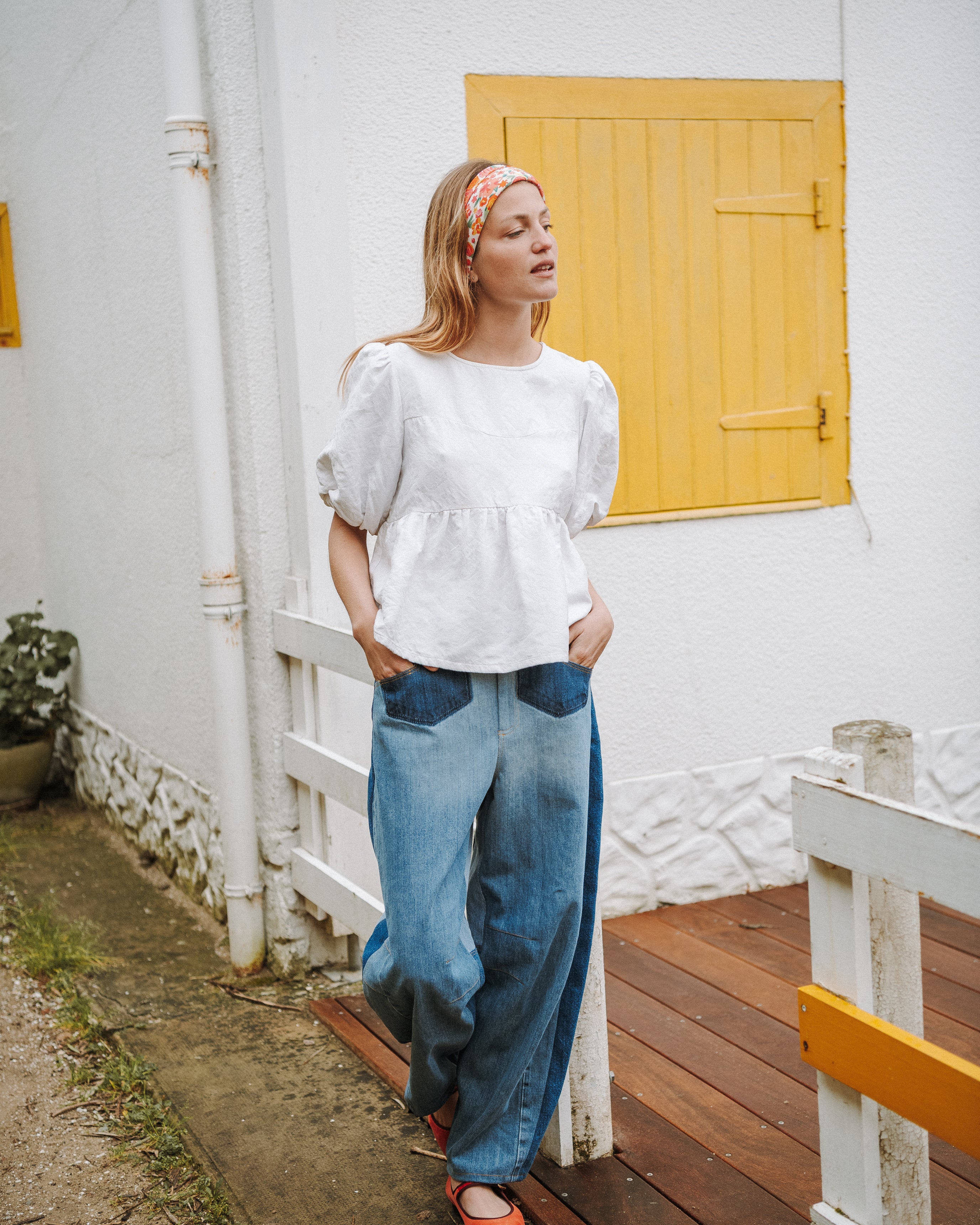 patron pantalon femme coupe barrel version jean upcycle jambes larges et volume structure