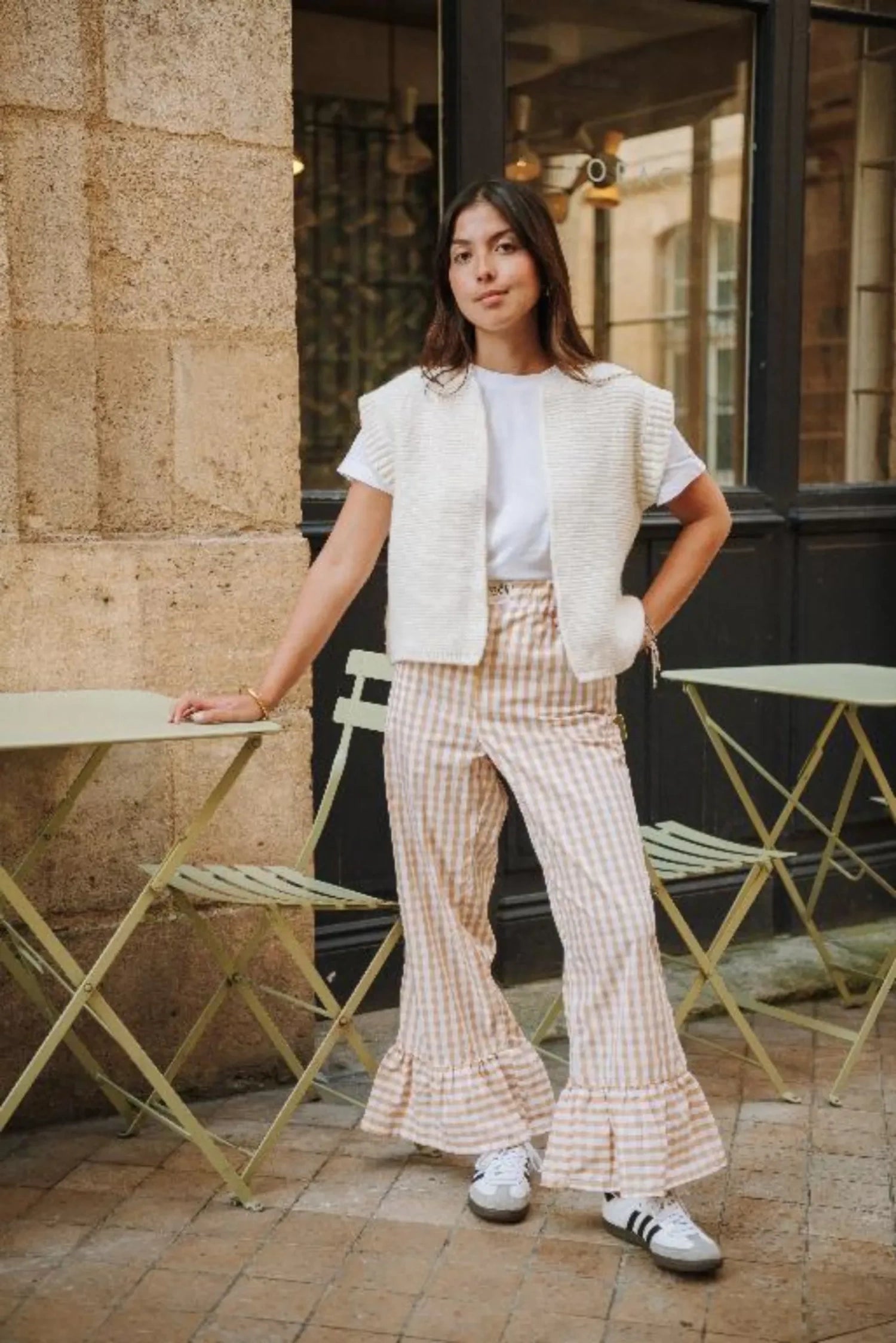 Pantalon de l'ensemble Pauline à porter en duo ou seul. Style decontracté et vintage.