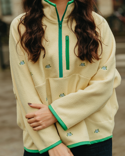 Patron de couture sweat Julie détail fermeture zippée devant avec col montant