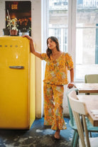 Ensemble à volants Pauline Maéli Paris, upcycling d'un drap fleuri vintage