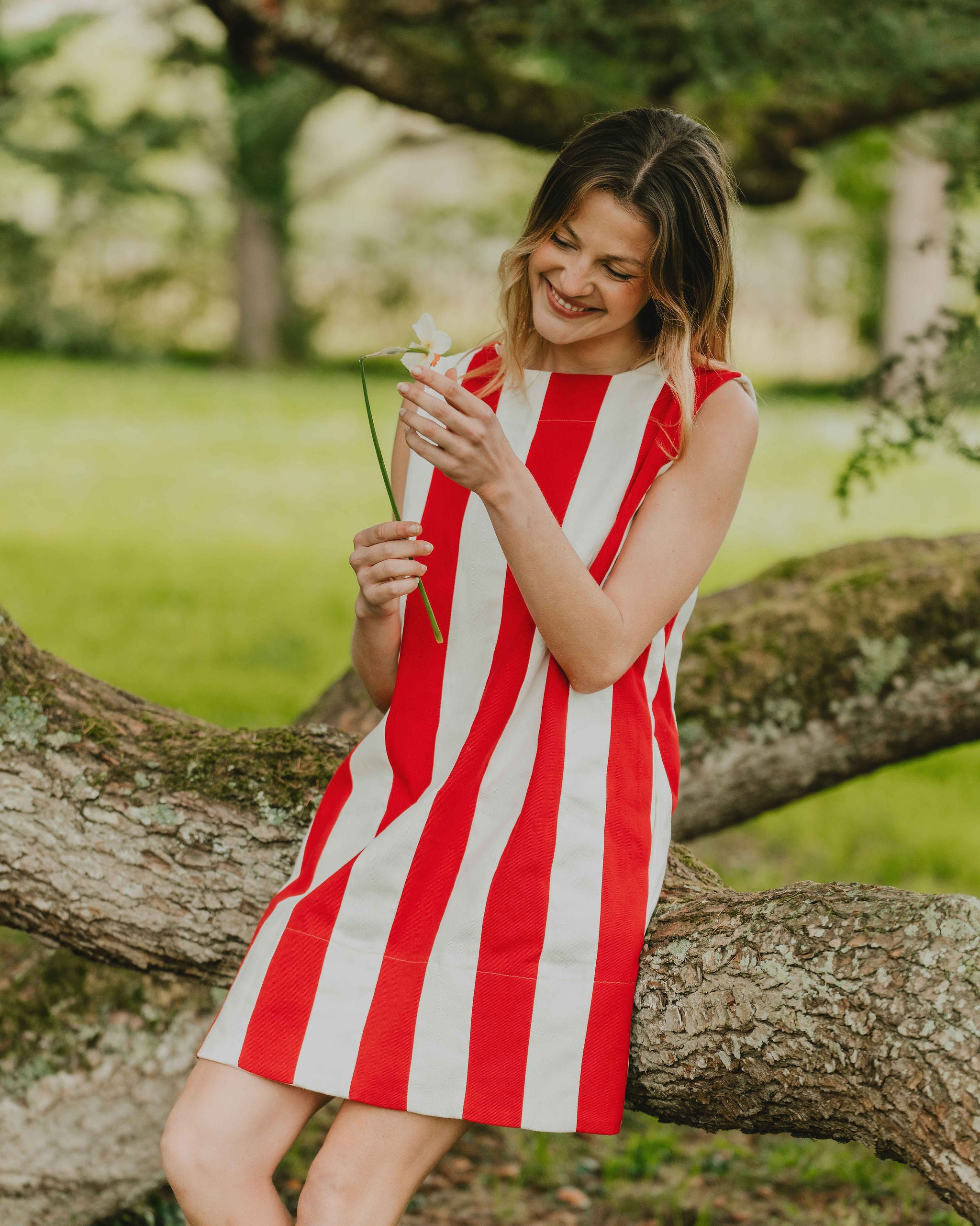 robe droite rayures rouge et blanc patron couture femme ete look retro