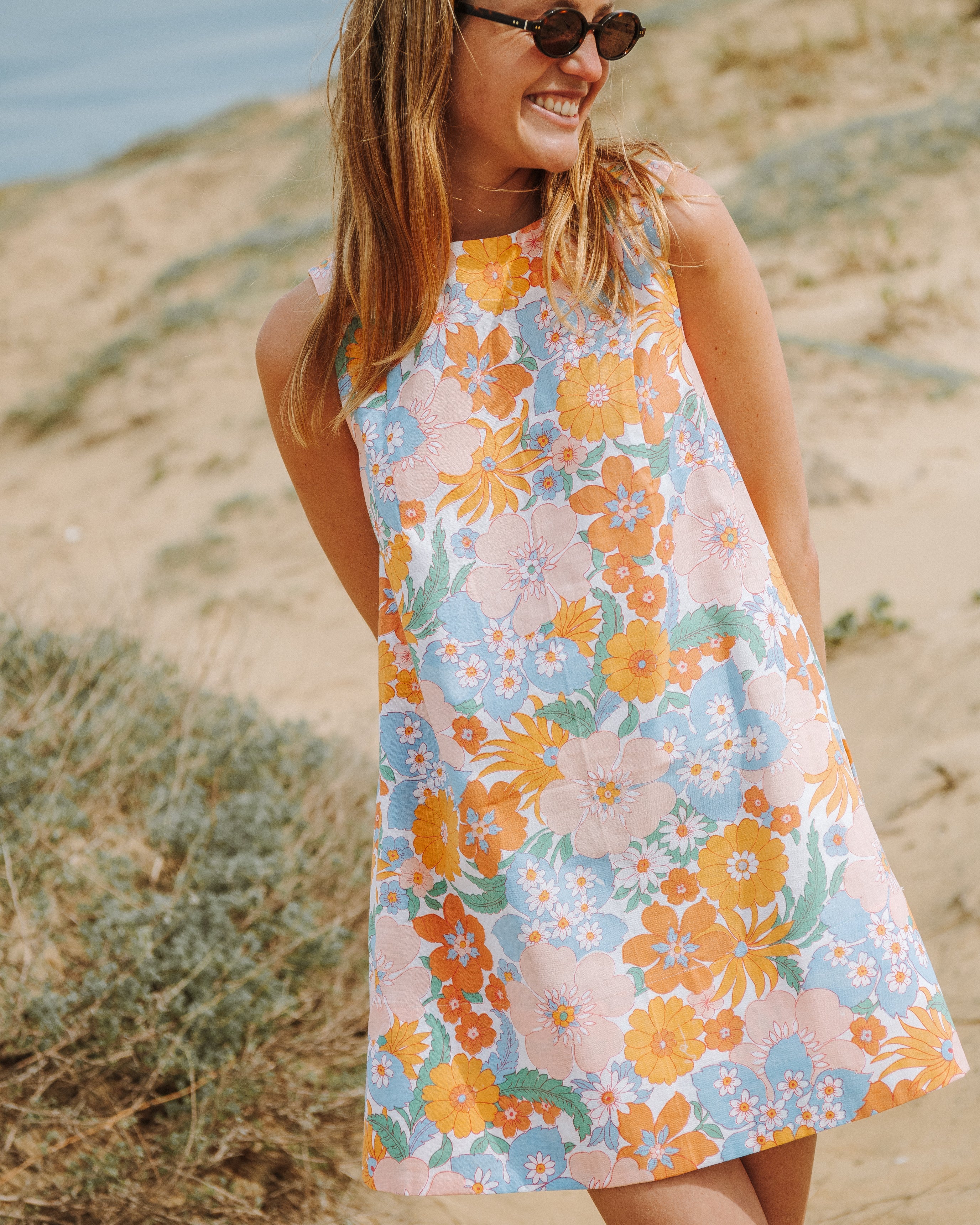 robe trapeze femme fleurs pastel patron couture ete robe legere cousue main