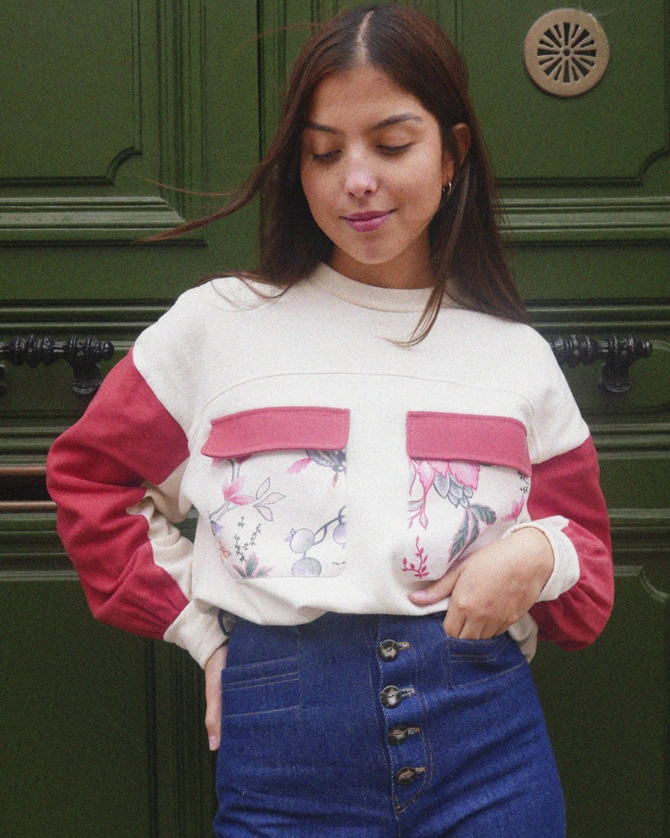 Sweat femme Simone fleuri fuschia de Maéli Paris.