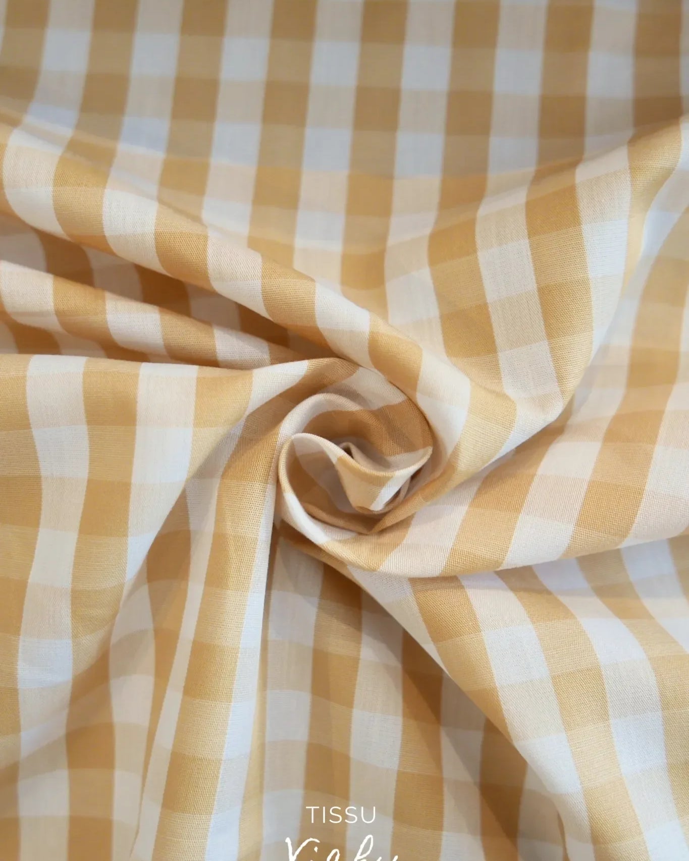Tissu vichy jaune pour kit couture Pauline personnalisable.