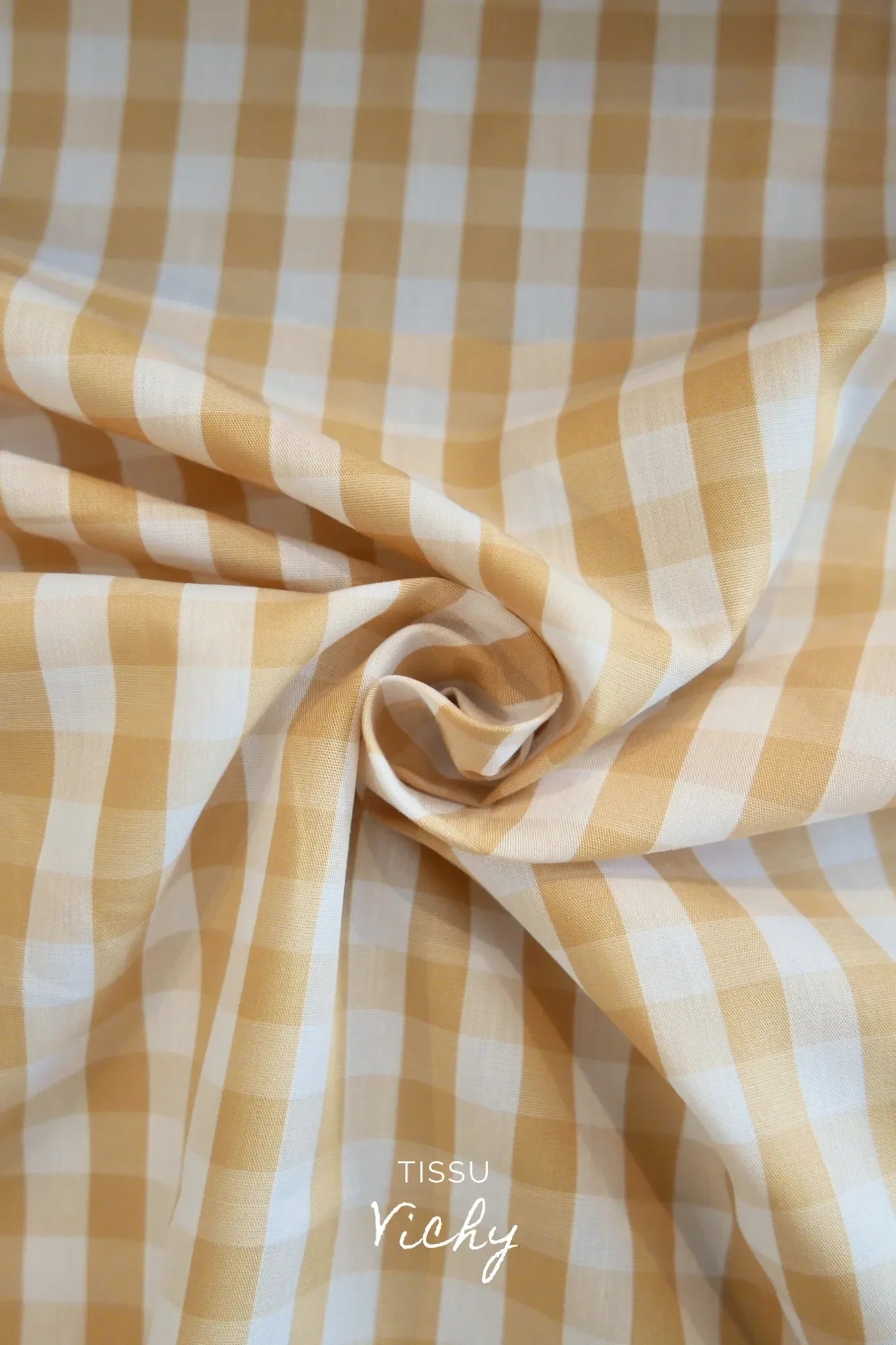 Tissu vichy jaune pour kit couture Pauline personnalisable.
