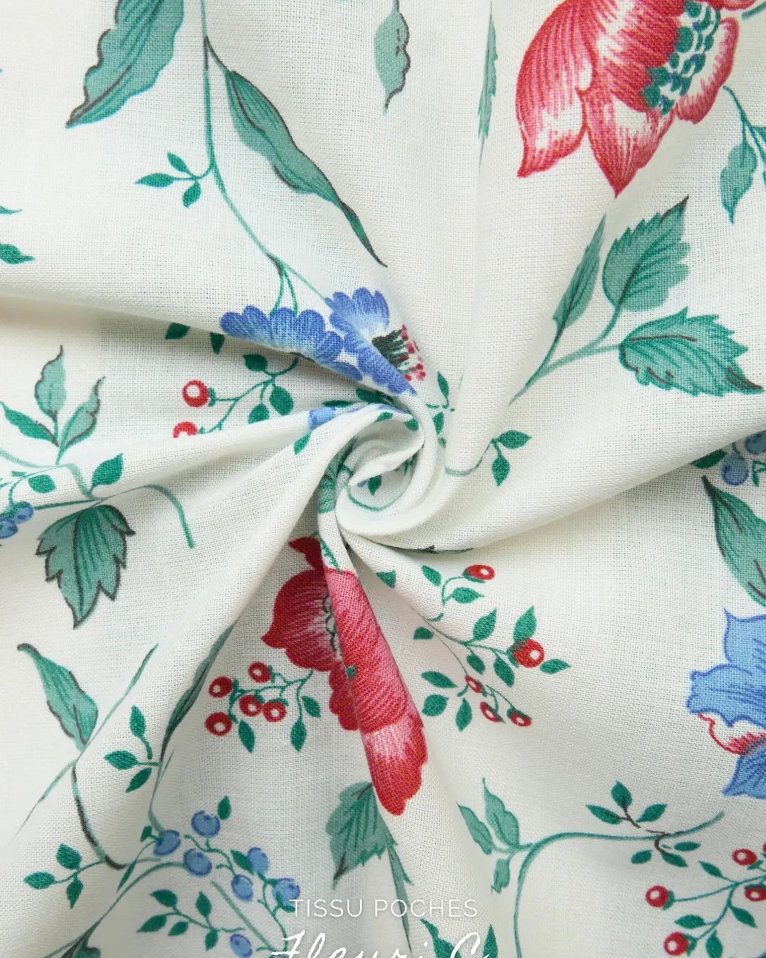 Tissu fleuri poches pour kit couture Camille personnalisable.