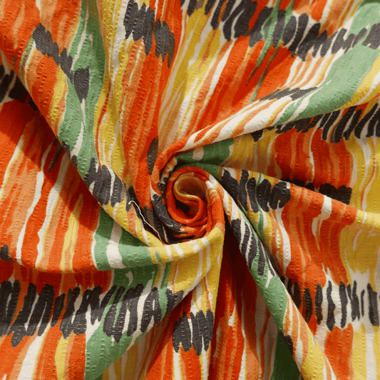 Tissu - Rayures vertes, jaunes et orange - 120 cm * 255 cm