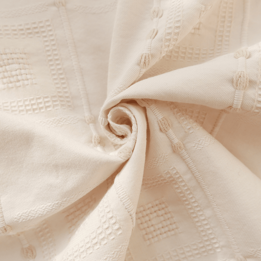 Tissu en polycoton  - Écru avec motifs texturés - 130 cm * 220 cm