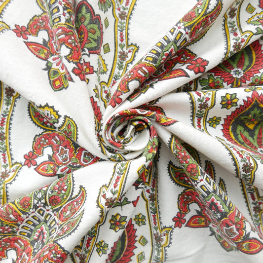 Tissu 100% coton - Écru avec motifs vintage - 125 cm * 225 cm