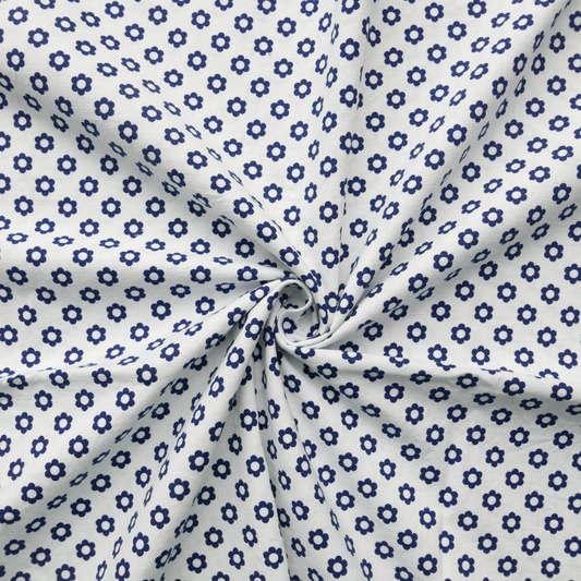 Tissu Coton - Blanc avec petites fleurs bleues - 94 cm * 140 cm