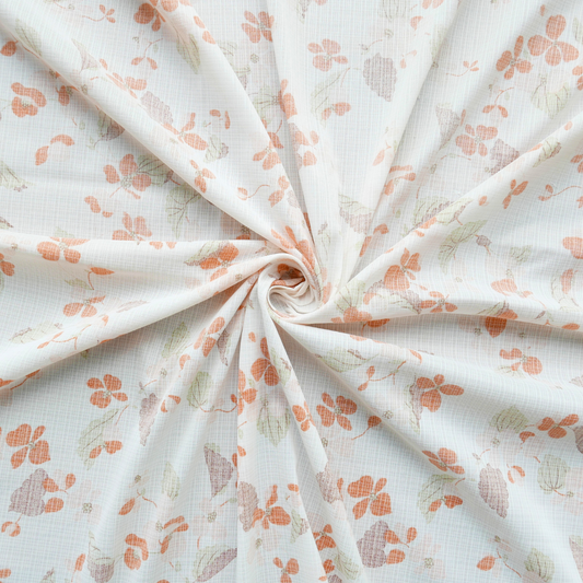 Voilage polyester - Beige avec fleurs orange - 155 cm * 220 cm