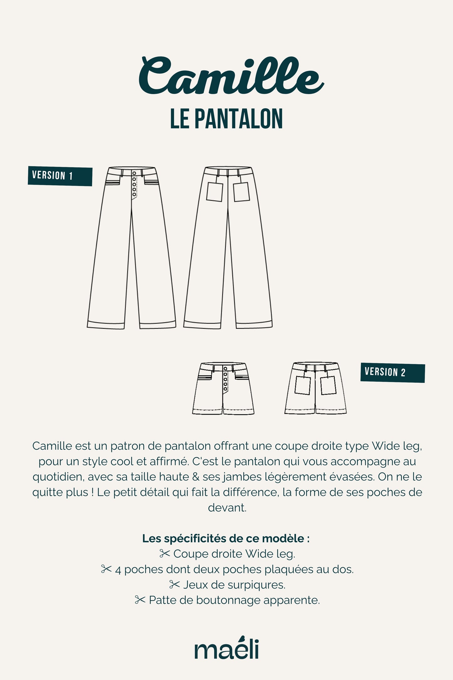 Patron Le pantalon, CAMILLE