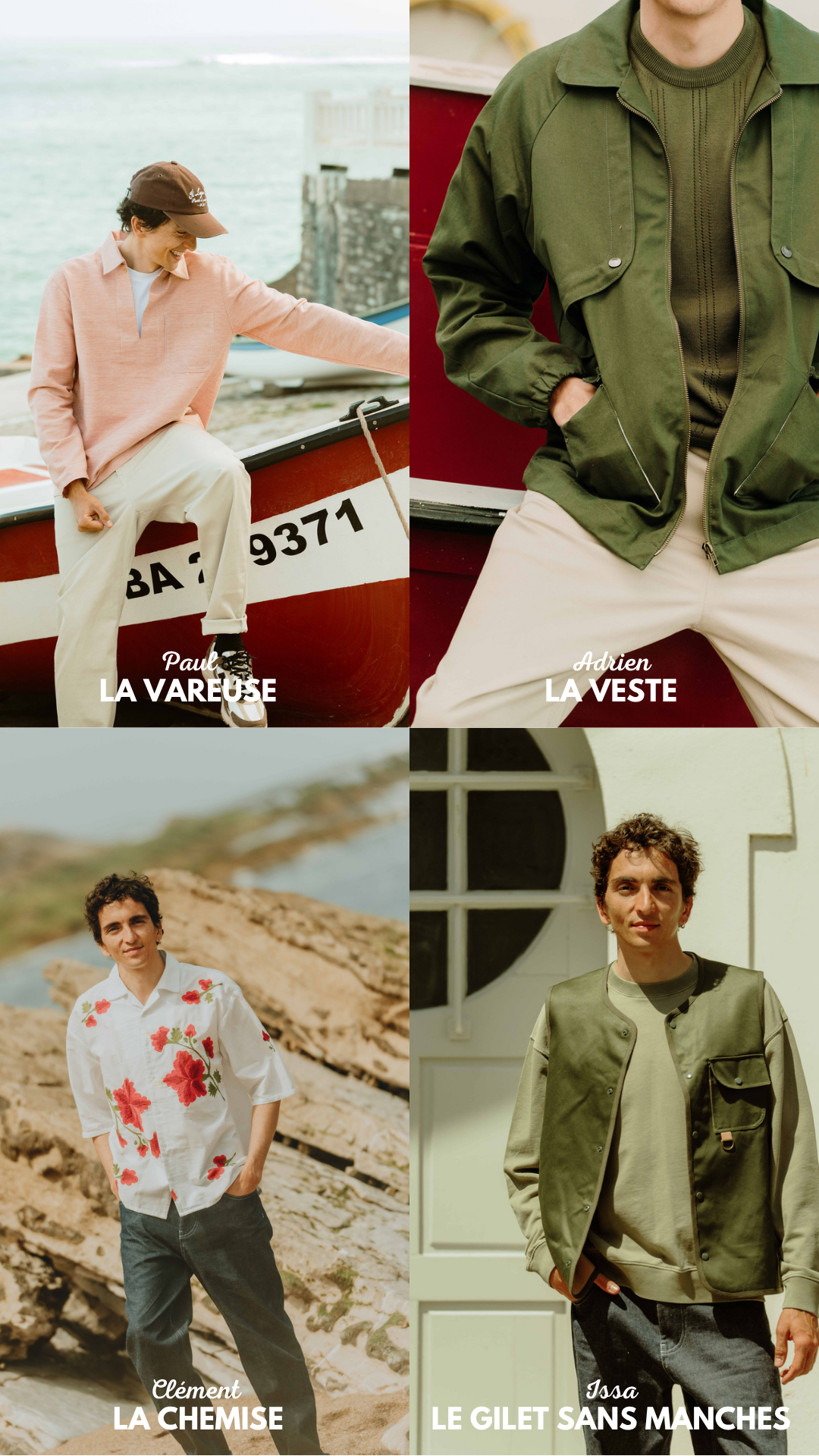 Patrons homme inclus dans le coffret Sea You : Paul, Adrien, Clément et Issa