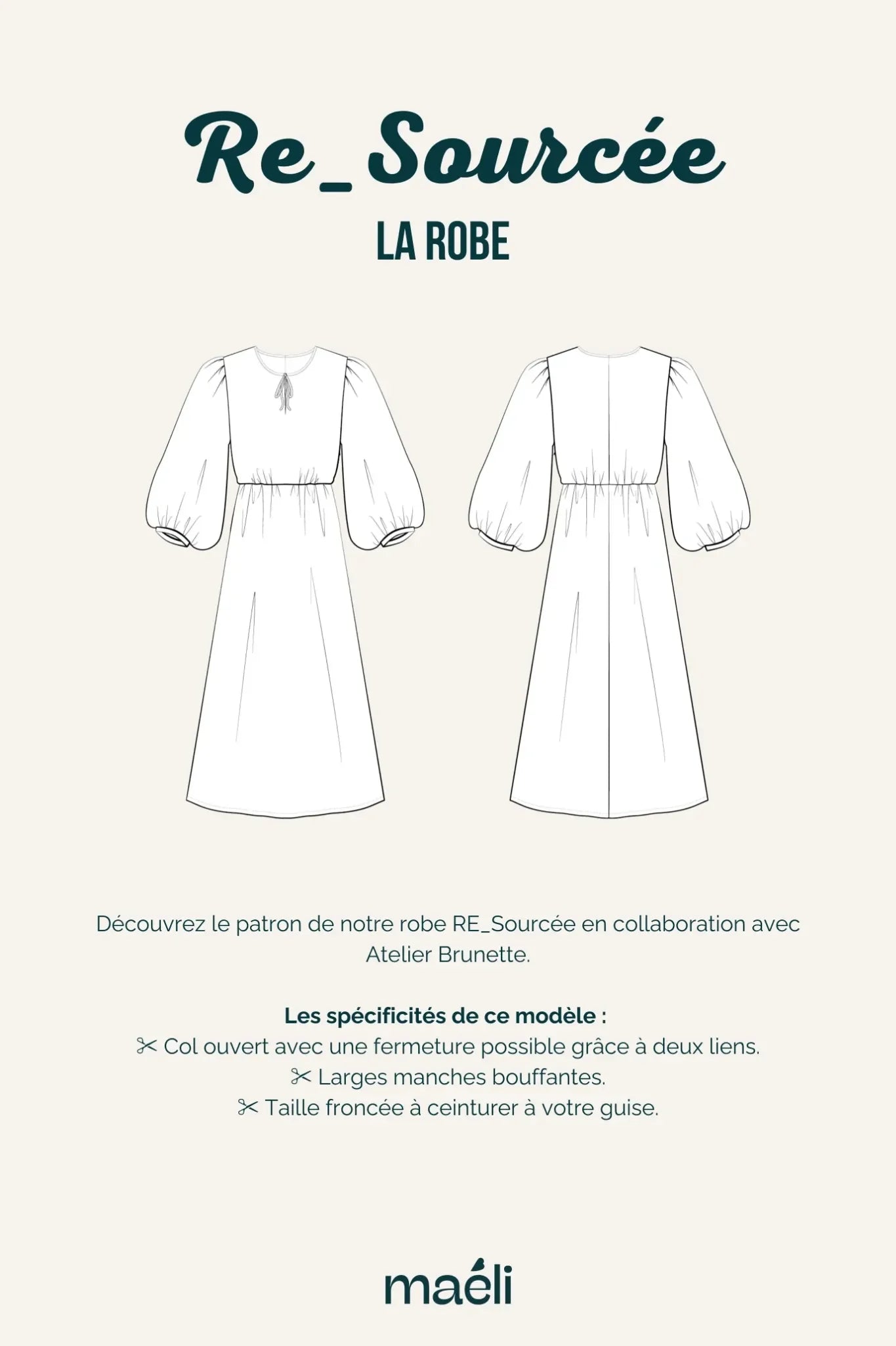 Illustration technique du kit couture de la robe RE_Sourcée.