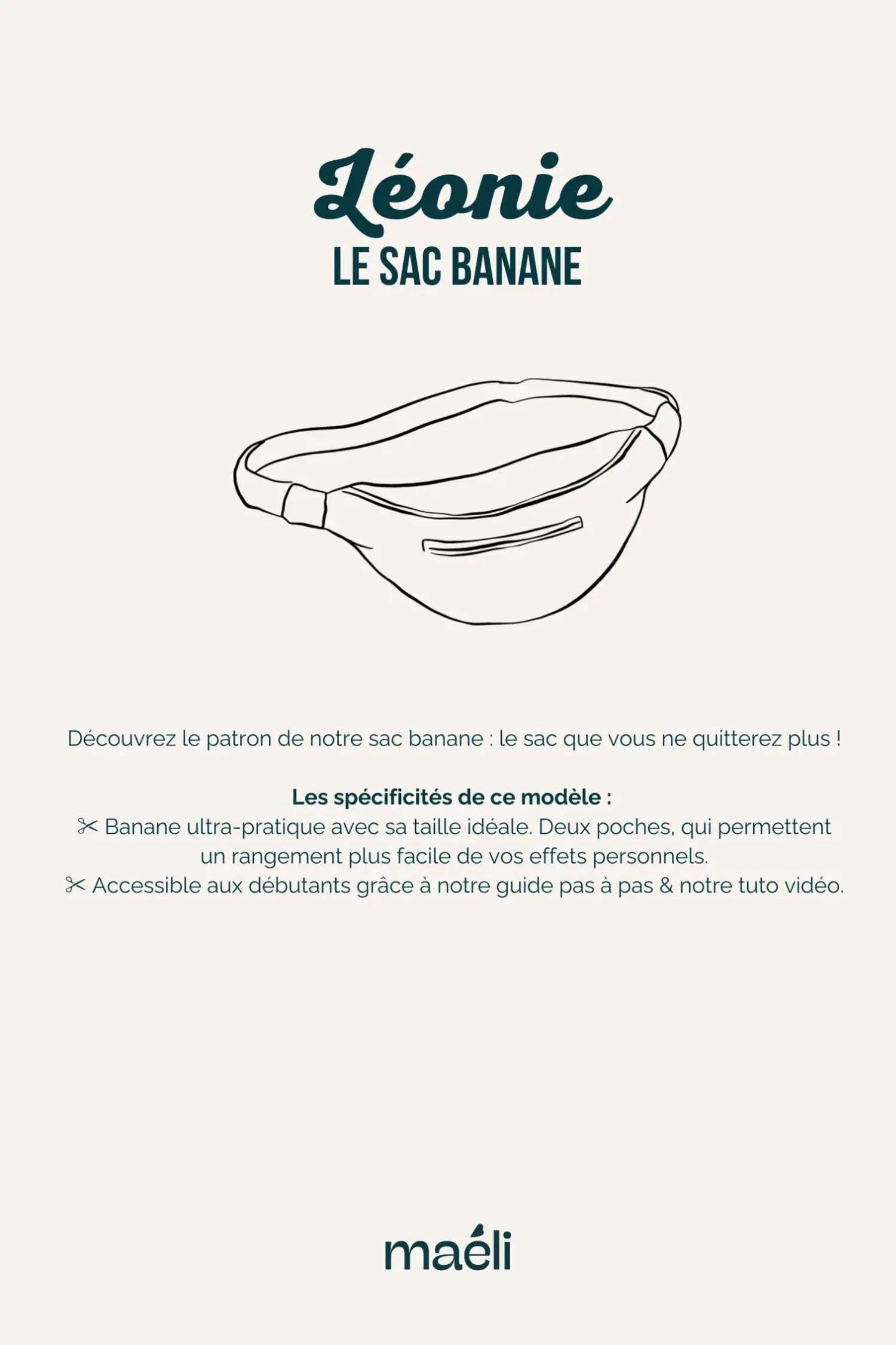 Illustration technique du patron du sac banane Léonie.