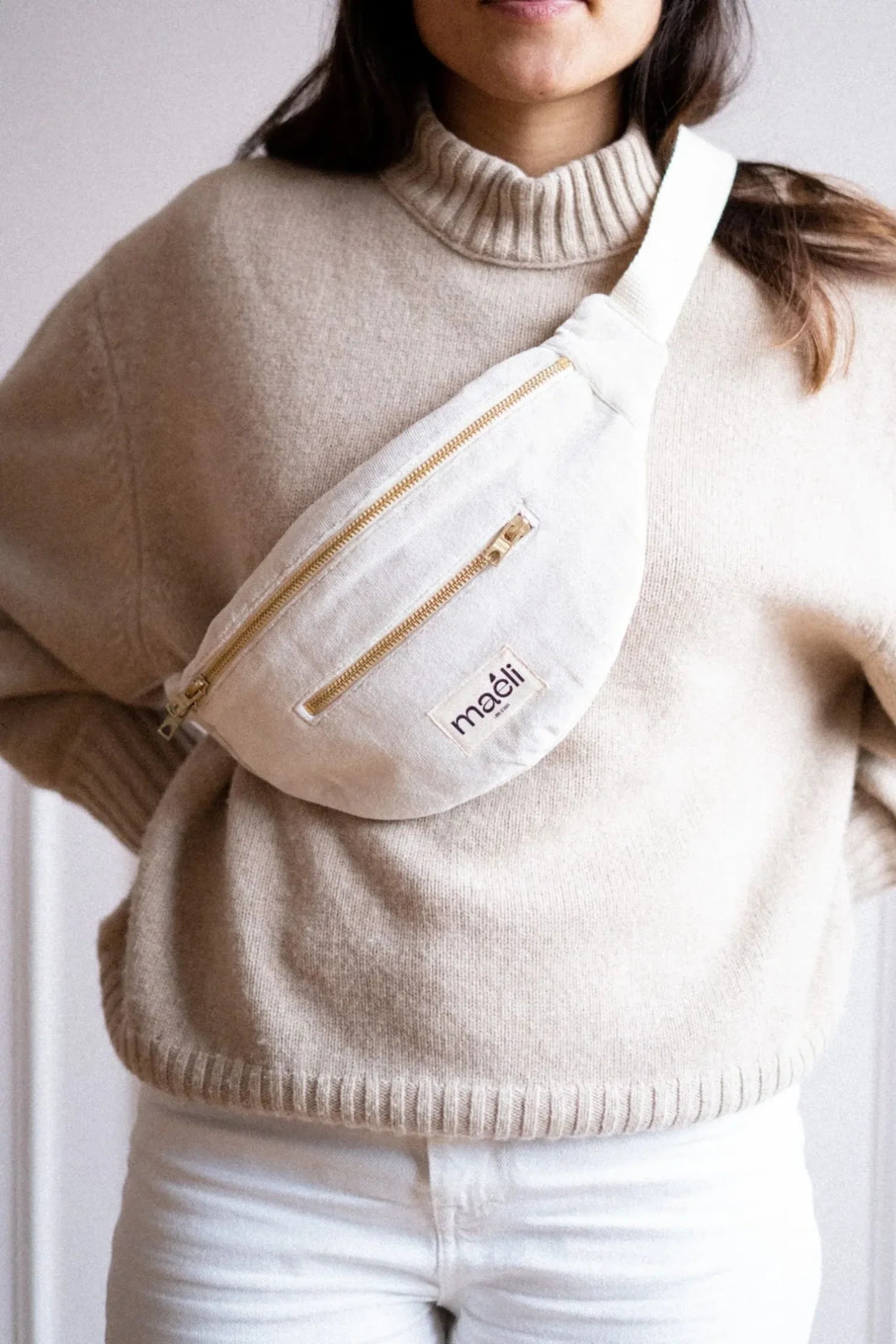 Kit couture du sac banane Léonie by Maéli en version écru. 