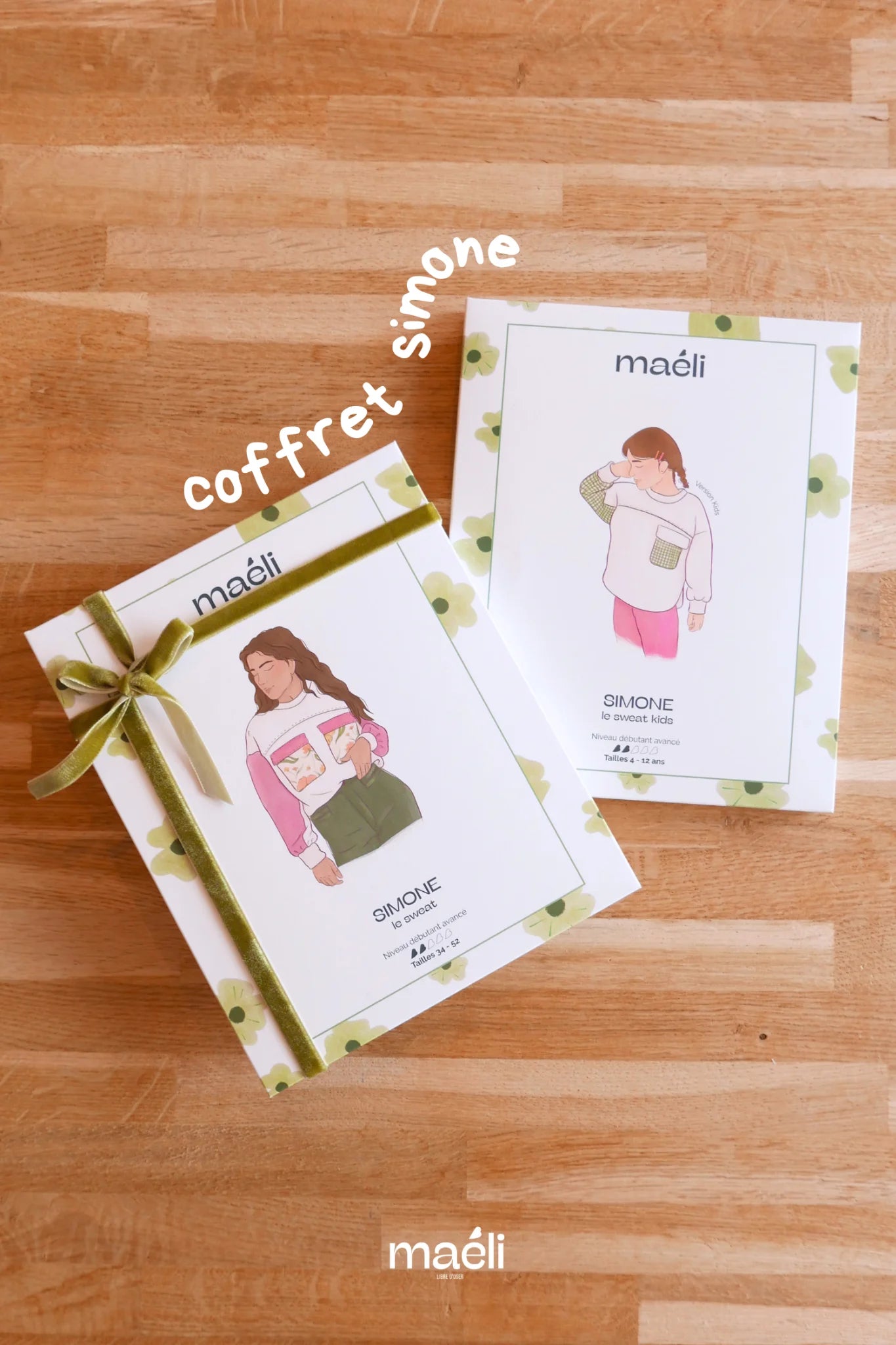 Pack patrons du sweat Simone pour enfants et adultes.