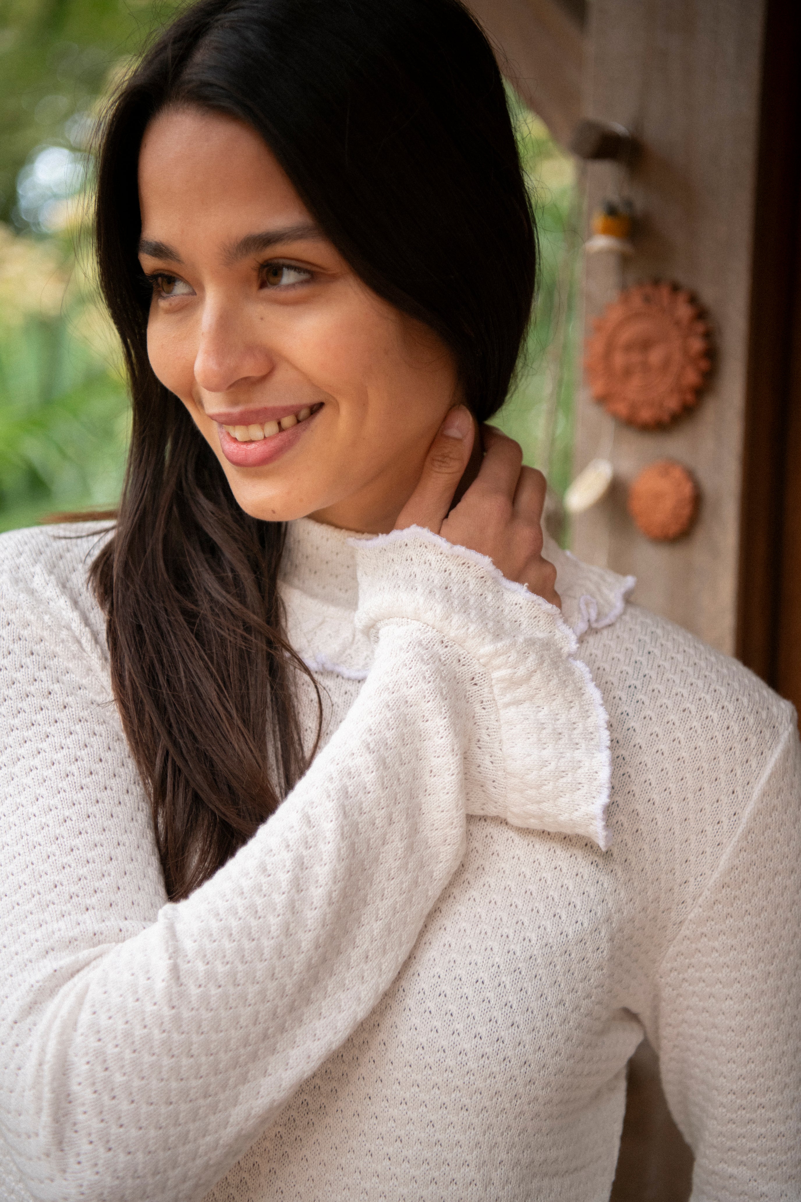 detail manche et col body alexia finition propre couture maille