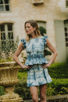 Patron de couture jupe Hortense à smocks porté en ensemble coordonné avec top smocké