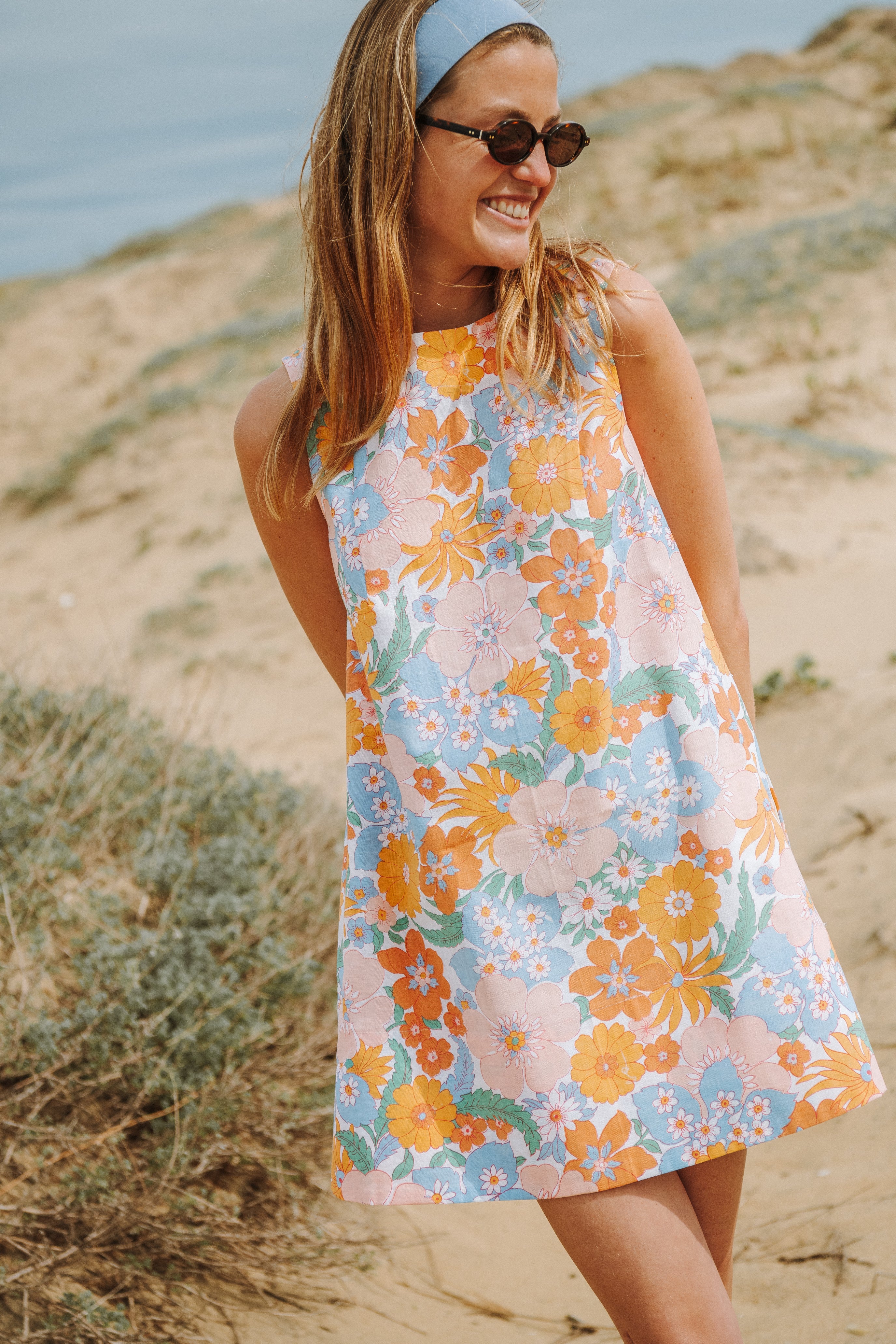 robe trapeze femme fleurs pastel patron couture ete robe legere cousue main