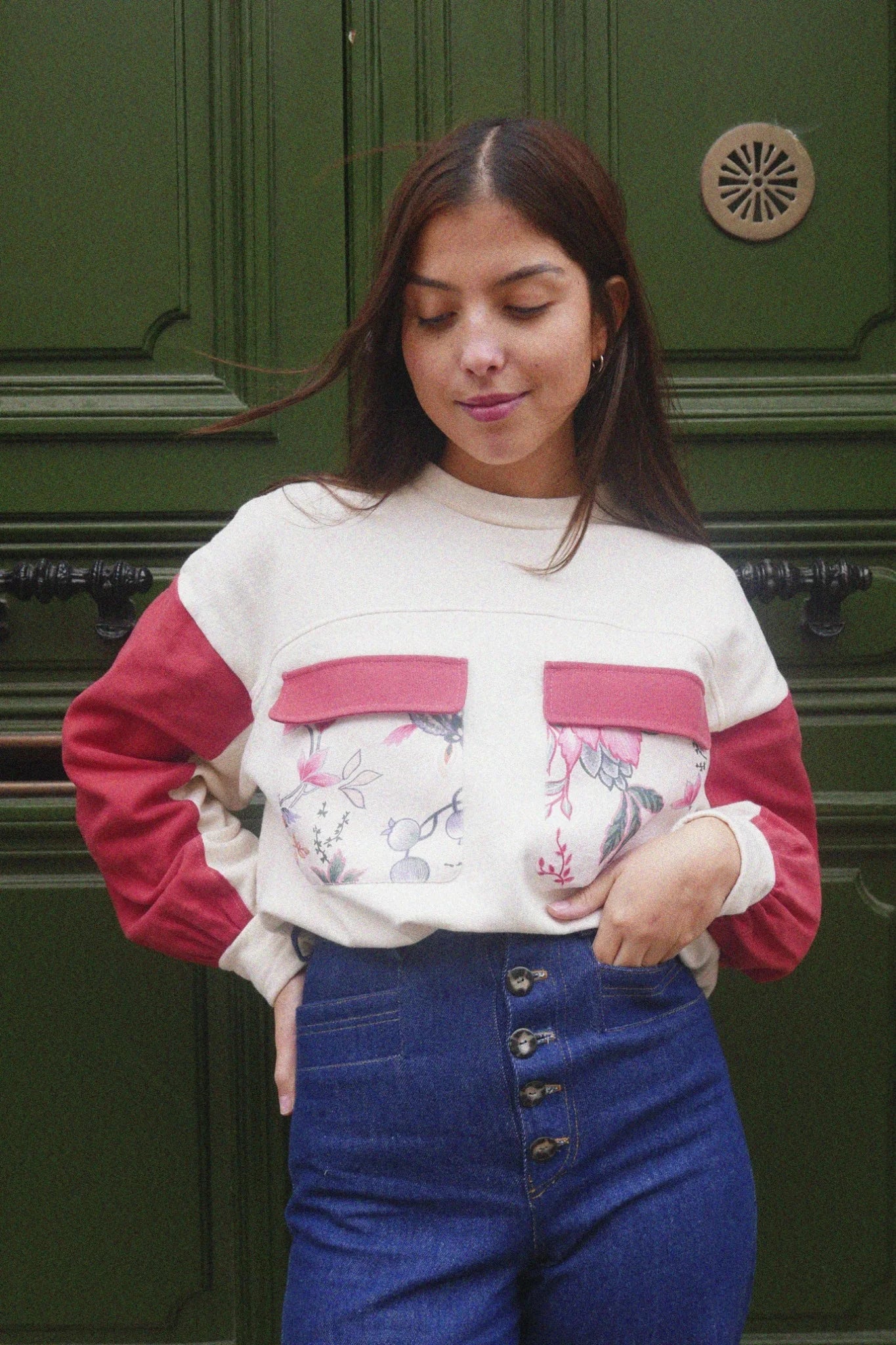 Sweat femme Simone fleuri fuschia de Maéli Paris.